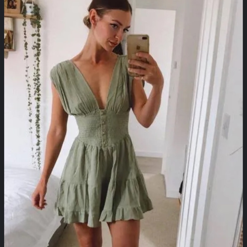 ASOS Design shirred waist button front mini sundress
